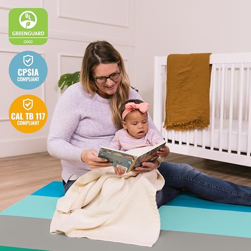 ECR4Kids SoftZone 4-Section Rainbow Runway Activity Mat, Folding Playmat, Contemporary - color: Contemporary