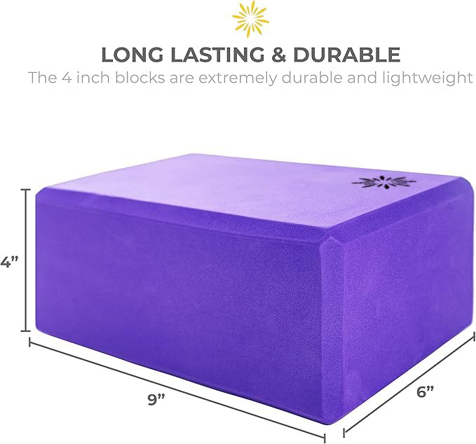 Bulk 4 in Foam Yoga Blocks, 10 Pack - color: Purple