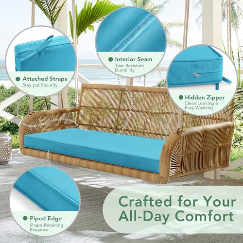 Summsun Outdoor Bench Cushion: Waterproof and Fade Resistant Patio Furniture Cushions - Non-Slip Bench Pad Cushion with Removable Cover for Garden Swing Porch Sofa Settee, 42 x 18 Inch, Teal - color: Teal, size: 42x18x3 Inch