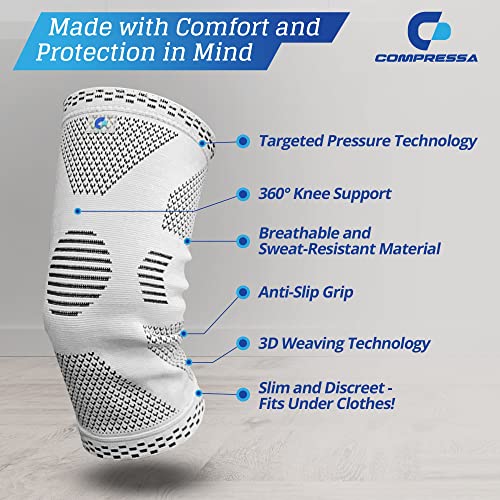 Compressa Knee Sleeve for Women & Men (Regular) - Non-Slip Compression Support for Joint Pain, Muscle Recovery, Arthritis, and Injury Relief - size: Regular