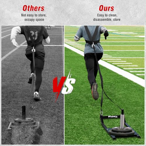 GanFindX Fitness Weight Sled, Fits 1" & 2" Weight Plates | Strength training workout sled for athletic exercise & speed improvement. Great for home gym pushing, pulling & conditioning.