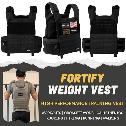 Polyfit Fortify Weighted Vest - Workout Vest for Men & Women - color: Black