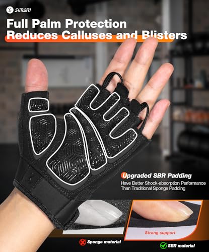 SIMARI Breathable Workout Gloves with Cushion Pad/Grip/Reduce Calluses, Weight Lifting Gloves for Gym Exercise, Cycling, Weightlifting Training, Fitness, Pilates, Kayaking, Gift for Men & Women - color: 1-Black, size: X-Small