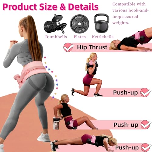 Women Glute Workout Equipment, Hip Thrust Belt for Weights, Booty Bands Exercise Bands Pilates Ball, Glute Workout at Home Pilates Exercise Equipment Kit for Home Gym Fitness Accessories - color: Pink-Beginner