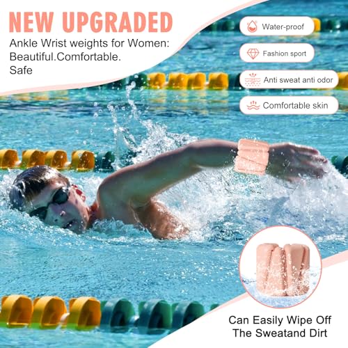 Wrist Weights, Adjustable Wrist Ankle Weights for Women, Wearable Arm & Leg Weights Set of 2(1 lb Each), Weighted Bangles for Walking, Yoga, Dance, Barre, Gym - color: Salmon
