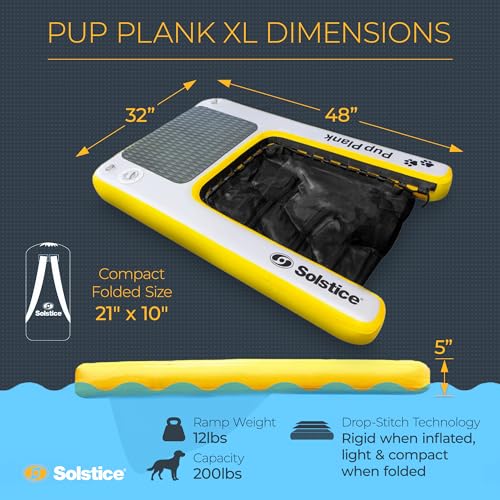 SOLSTICE Inflatable Pup Plank, Dog Water Ramp for Boats & Docks, Boost Step - size: XL (200 Pounds)