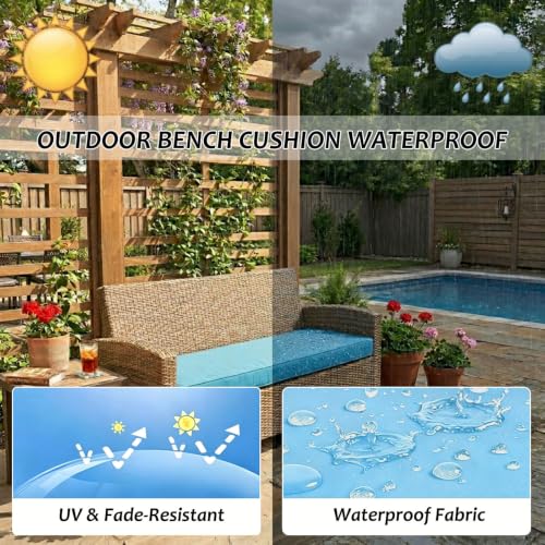 Porch Swing Cushions Waterproof 45x12x2 Inch, UV Resistant Outdoor Bench Cushion with Removable Cover Non-Slip Bottom, Patio Furniture Seat Pads for Garden Dining Piano Sofa Settee, Orange