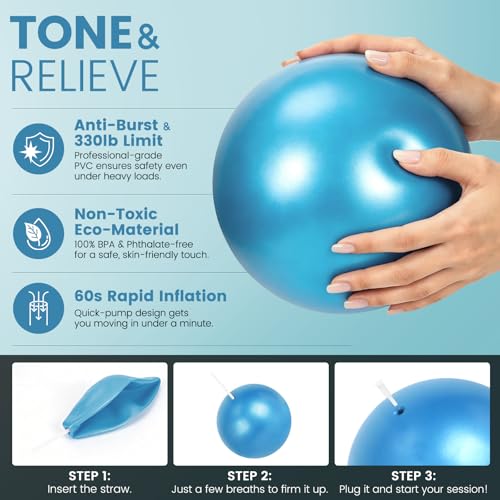 Pilates Kit for Women 13PCS, Pilates Ring Ball Resistance Bands Workout Set | Pilates equipment set for women and beginners, at home pilates kit for mat workouts, toning, stretching and strength training - color: Blue