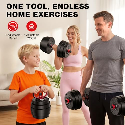 AD01 Adjustable Dumbbells Set, 30/45/70/92LBS Free Weight Set, 5 in 1 Weight Set Used as Kettlebells, Barbell, Push up Stand, Exercise Fitness for Home Gym Suitable Men/Women - size: 70LB(35LB Pair)