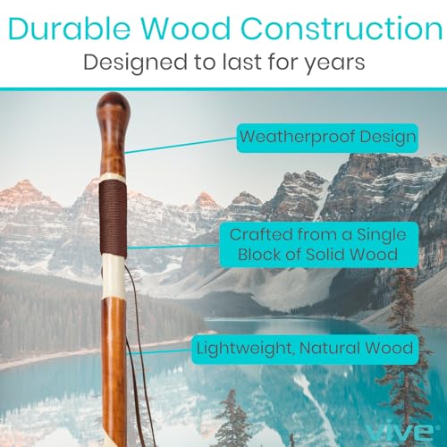 Vive Wooden Walking Stick - Willow Cane for Seniors Hiking & Balance | Heavy Duty Carved Twisted Wood Sticks for Men & Women - Stylish Support Pole for Outdoor Trekking & Weight Bearing