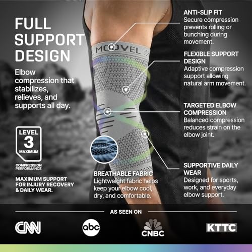Modvel 2 Pack Elbow Brace for Tendonitis and Tennis Elbow Brace for Women and Men, Elbow Compression Sleeve for Pain Relief and Recovery – Elbow Sleeves Weightlifting Men, Sports & Workout, Arm Brace - color: Gray, size: Small