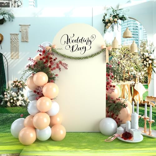 bricia Wedding Arch Backdrop Stand Cover, 7.2FT Double Sided Stretchy Arch Cover Fitted Wedding Birthday Party Banquet Decoration (Beige 86.4''Lx48''W) - color: Beige, size: 7.2FT