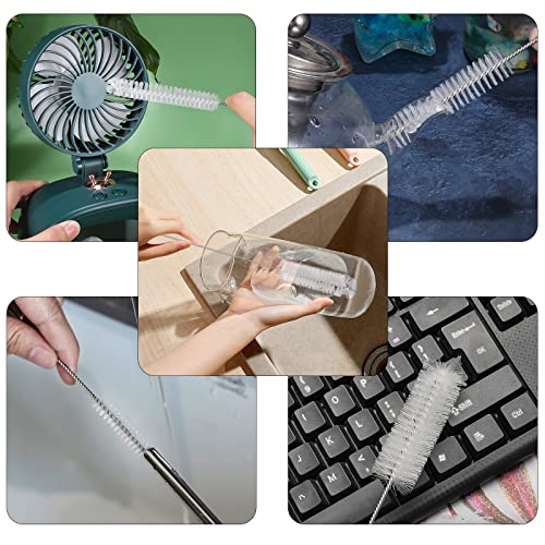 CiaraQ Bottle Cleaning Brushes, 9.8 Inch Nylon Tube Brush Set | White Cleaner for Narrow Neck Bottles Cups with Hook, Set of 10pcs - color: White, size: 9.8 Inch (10pcs)