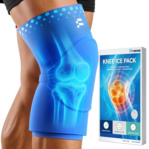 Knee Ice Pack Wrap Sleeve Thickened Core for Knee Pain, Targeted Swelling Relief During Recovery, Soft Flexible Gel, No Slip Compression Fit, Reusable Hot Cold Therapy for Post Activity, L - size: L