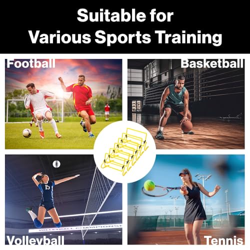 Japard 6 Pcs Adjustable Agility Hurdles, 4 Height Settings, Speed and Footwork Training Equipment for Soccer, Football, Basketball, Youth and Adults