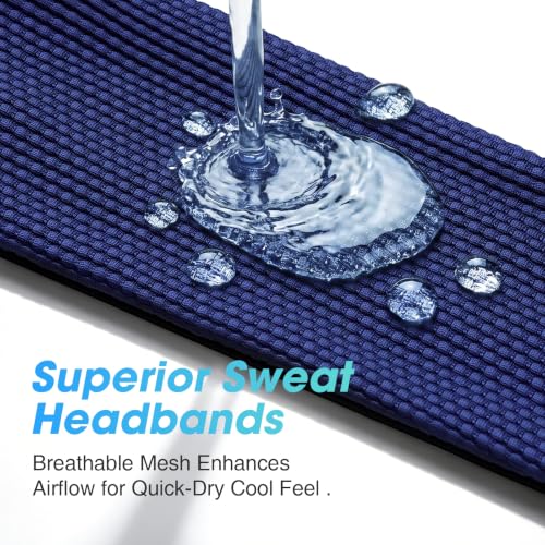 Braylin Sports Headbands for Men, 5-Pack Sweatbands Head Band Unisex Breathable Sweat Wicking Running Cycling Yoga Baseball Workout - color: 02.5Pcs Color-A