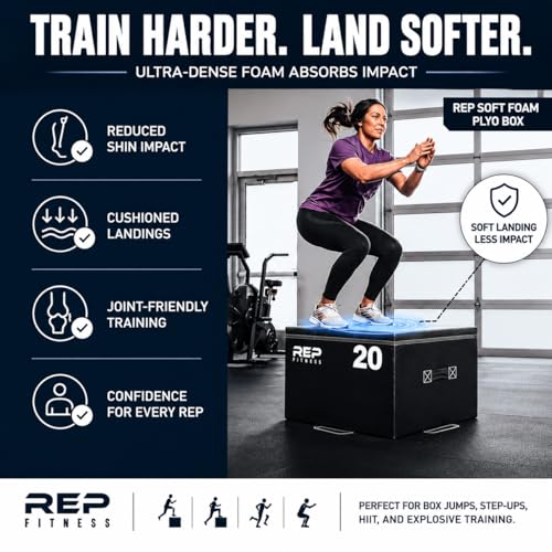 REP Fitness Stackable Soft Foam Plyo Box Set, Adjustable Plyometric Jump Box for Home Gym Workouts, Plyometric Jumping Platform for Exercise, Step Training, HIIT & CrossFit - style: 6" and 24"