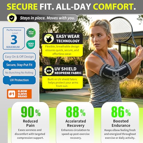 BLITZU Elbow Compression Sleeve for Tendonitis, Tennis Elbow Brace 2 Pack M | Targeted Arm Support, Joint Stability, Muscle Recovery, Workout Protection, Tendonitis & Arthritis Relief, All-Day Comfort - color: Purple, size: Medium