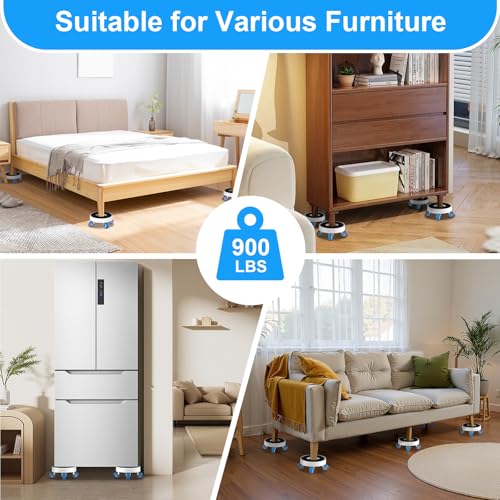 New Upgrade Furniture Movers with Wheels: Deep Groove for More Secure Grip | Furniture Sliders with 360° Rotatable Wheels - Moving Heavy Duty Sofa Bed on Hardwood Floors - Load Capacity Up to 750lb - size: 1.25in wheels Round + 1 pry bar