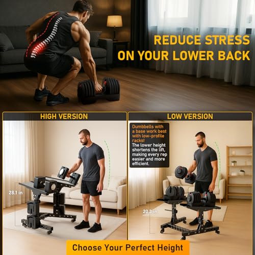 Eisenlink Adjustable Dumbbell Rack & Weight Rack, Holds 440lb, Low/High | Space Saving Design for Home Gym Organization - color: HIGH RACK