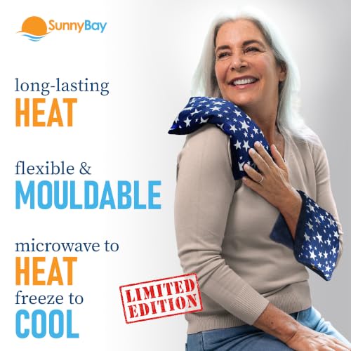 SunnyBay Small Microwave Heating Pad, Microwavable Versatile Cold/Heated Neck and Shoulder Wrap for Back Pain and More, Moist Heat Cotton-Fleece Pad, 6x11 Inches, Blue-Stars, Pack of 2 - color: Pack of 2 - Blue-stars