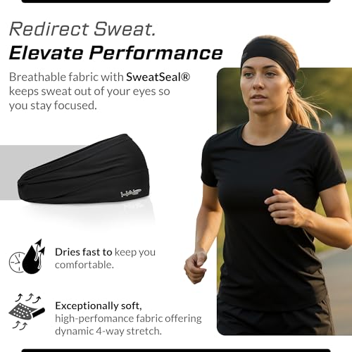 Halo Headband Bandit - 4" Wide Pullover Sweatband Running Headband Men Women Absorbent Soft Comfortable.Channels Sweat Out of Your Eyes Keeps Hair in Place No-Slip - color: Sugar Skull