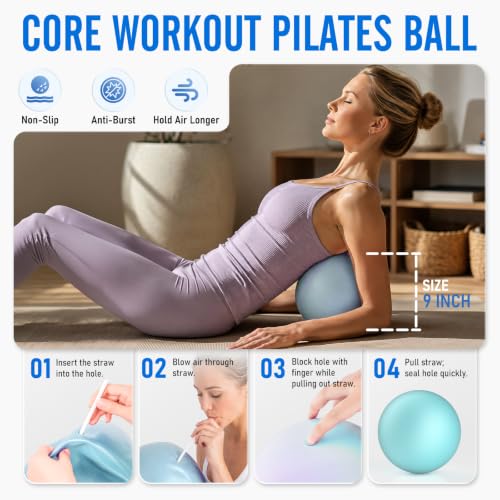 JKSHMYT Pilates Ring Kit for Women, Pilates Equipment – 14.5" Home Magic Circle Workout with Pilates Ball,Resistance Bands,Better me Pilates Essentials Starter Set for Beginners Toning Shape Full Body - color: Black, size: 10 pcs Kit