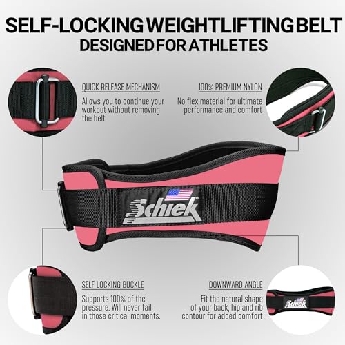 Schiek Sports 2006 Nylon 6 Inches Weight Lifting Belt - Support Belt for Power Lifting - color: Pink, size: X-Small