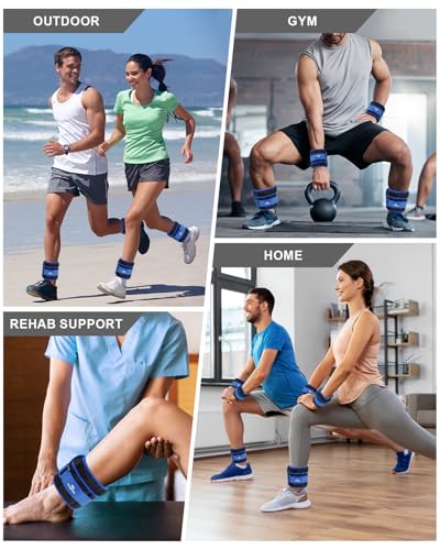 Fragraim Adjustable Ankle Weights 1-3/4/5/6/8/10/12/15/20 LBS Pair with Removable Weight for Jogging, Gymnastics, Aerobics, Physical Therapy - color: Blue, style: 5 lbs each( 10 lbs pair)
