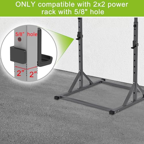 SELEWARE Solid Steel J Hooks for 2" x 2" or 3" x 3" Tube Power Cage with 1" 1/2" or 5/8" Hole Squat Rack Attachment, J-Hook Barbell Holder for Power Rack, Set of 2 - color: For 5/8" Hole of 2x2 inch Rack