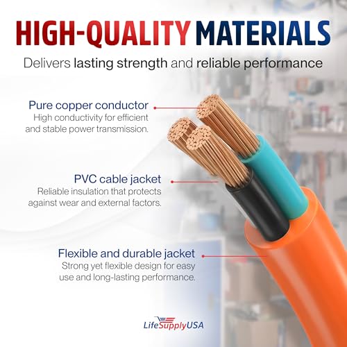 10ft Outdoor/Indoor Extension Cord 10/3 Gauge Ultra Heavy Duty 3 Prong SJTW, Waterproof, Flexible Cold-Resistant Long Power Cord,15A 125V 1875W, Orange by LifeSupplyUSA - color: Orange, size: 10 FT, style: 10AWG