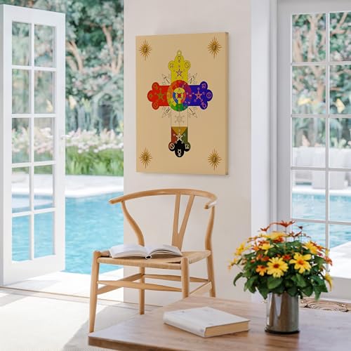 Monem Art Rose Cross Lamen Canvas - Retro Hermetic Order of the Golden Dawn Print - Secret Society Art - Gift for Men & Women - Decor for Living Room or Bedroom - Available in 8x10 to 30x40 - color: Style-05