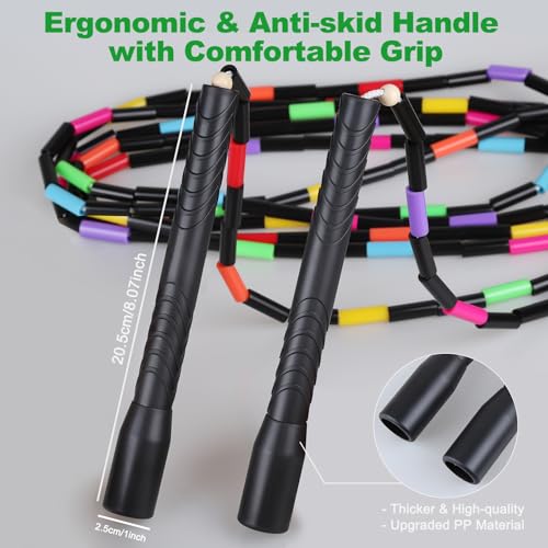2 PACK 16.5FT Double Dutch Jump Ropes for Adults Kids, Rainbw Long Jump Rope, 1” Beaded Jump Rope for Fitness, Segmented Skipping Ropes for Exercise Training, Tangle-Free - color: Black-2Pcs
