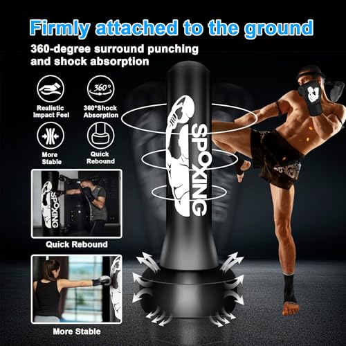 Freestanding Punching Bags for Adults Teens - 70" Heavy Bag with Stand Men Standing Boxing Inflatable Kickboxing Training MMA Muay Thai Fitness - style: BZH Fight Men Pattern
