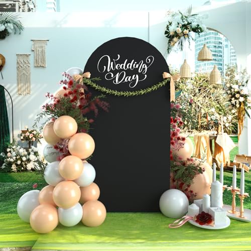 bricia Wedding Arch Backdrop Stand Cover, 6.6FT Double Sided Stretchy Arch Cover Fitted Wedding Birthday Party Banquet Decoration (Black 79.2''Lx39.6''W) - color: Black, size: 6.6FT