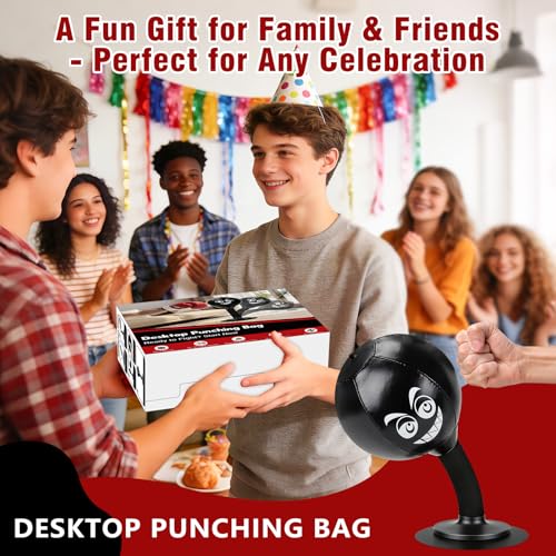 Desktop Punching Bag - Stress Relief, Suction Cup Design for Office Table and Counters, Heavy Duty Stress Relief Ball, Fun Gifts Suitable for All Ages - color: Black