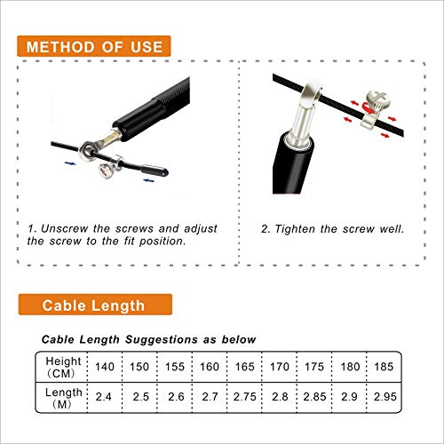Speed Jump Rope - 360° Swivel Ball Bearing - Adjustable steel coated rope-Aluminum Anti Skipping Handle -Fitness Training Boxing Sports Exercises -Suitable for Kids and Adults - color: Black