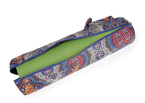 Yoga Mat Bag for Women & Men, Full-Zip Canvas Pilates Bag with Pockets | Lightweight Yoga Mat Carrier with Adjustable Shoulder Strap, Fits 1/4 & 1/3 Inch Thick Mats, for Studio Gym Travel Workout - color: Celestial