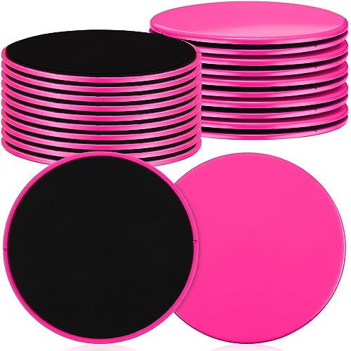 Jenaai 24 Pcs (12 Pairs) Core Sliders Exercise Glider Discs Bulk for Group Training Classes Fitness Slider for Working Out Dual Sided Core Gliding Discs AB Pads for Carpet Hardwood Floor - color: Rose Red