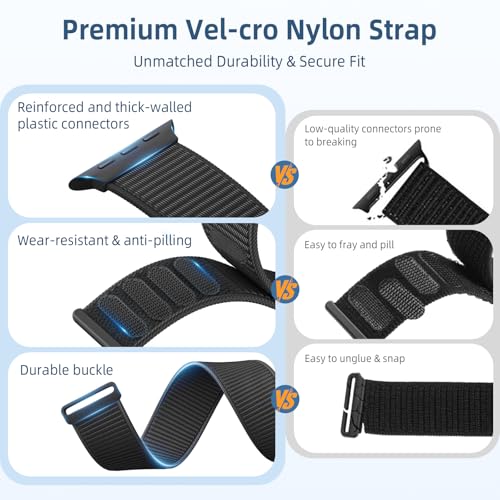 3 Pack Nylon Bands Compatible with Apple Watch Band 44mm 45mm 46m 49mm 42mm 38mm 40mm 41mm iWatch Series 10 9 8 7 6 5 4 3 2 1 Ultra SE, Adjustable Breathable Braided Sport Stretch Wristbands Women Men - color: 2-Black/Dark Blue/Rock Gray, size: 44mm/45mm/