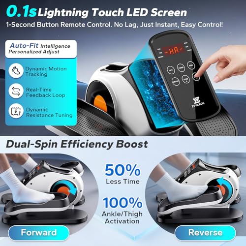 Under Desk Elliptical Machine, Ellipse Leg Exerciser As Seen On Tv While Sitting for Seniors, Pedal Exerciser with 15 Level Adjustable Resistance & 5 Auto Mode Fully Assembled Home Office - color: White
