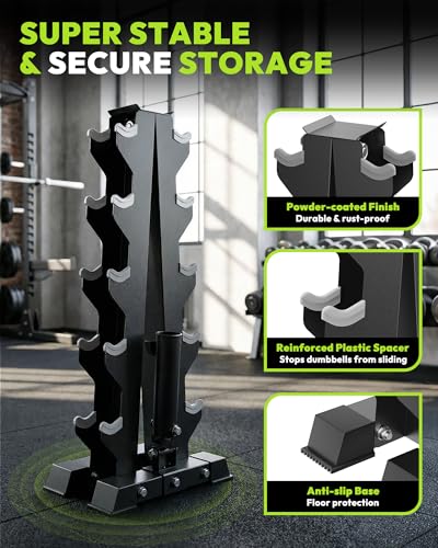 HANDBODE A-Frame Dumbbell Rack | Ideal for home gym, space-saving triangular frame, heavy-duty steel, holds multiple dumbbells securely - color: 1 X 5-Tier A-Frame with Landmine Attachment