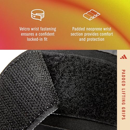 adidas Padded Lifting Grips, Wrist Wraps for Weightlifting with Rubberized Palm & Secure Wrist Fastening - size: Small-Medium