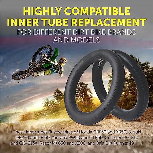 AR-PRO (2-Pack) 2.50/2.75-10 Dirt Bike Replacement Inner Tubes Heavy Duty|Compatible with Honda Crf50 /Xr50, Razor MX650 / MX500, Suzuki DRZ70 / JR50, Yamaha PW50 - size: 2.50/2.75-10"