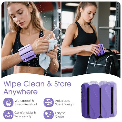 Wrist Weights – Ankle Wrist Weights for Women & Men – Adjustable Weighted Bangles Set (1 lb Each) | Arm and Leg Weights for Yoga, Pilates, Running & Walking - color: Gradual Purple