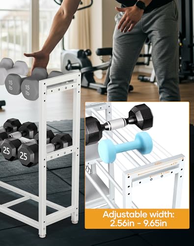 FHXZH Dumbbell Rack Stand Only - Adjustable Weight Rack for Home Gym, Heavy-Duty Weight Stand for Dumbbells Kettlebells - color: White