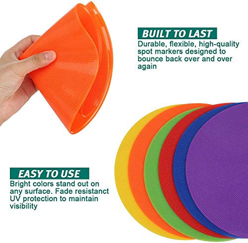 60 Pcs Poly Vinyl Spot Markers Rubber Floor Dots Non Slip Agility Markers Flat Field Cones for PE Gym Classes, Classroom Activities and Games, Soccer Basketball Sports Speed Agility Training - size: 10inch