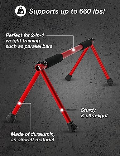 Push Up Bar – Folding Dip Bar for Home Workout, Lightweight & Portable Strength Training Equipment for Men & Women, Indoor & Outdoor Use (Hawk) - color: Swan Red
