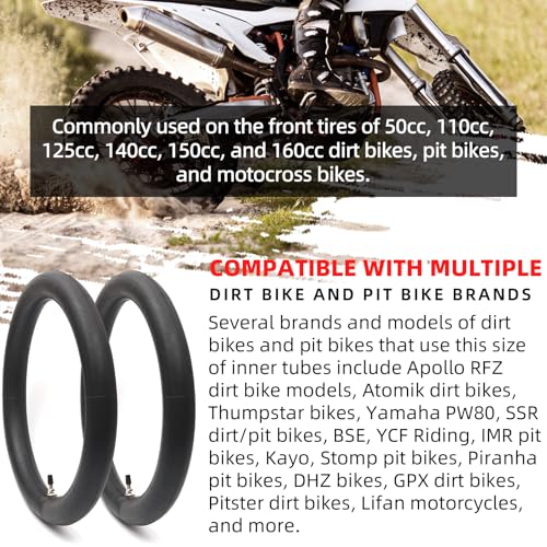 AR-PRO (2-Pack) 2.5/2.75-14” Replacement Dirt Bike Inner Tubes - 60/100-14” Tire Tubes for 50cc to 160cc Dirt and Pit Bikes - Compatible with Apollo RFZ, Atomik, Thumpstar, and More - size: 2.5/2.75-14"