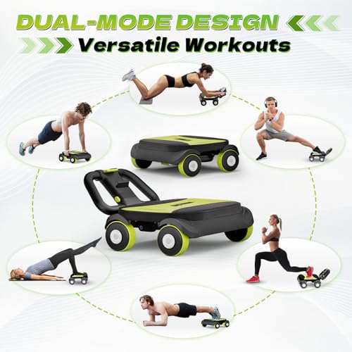 EAST MOUNT Ab Roller Wheel - Ab Roller with Elbow Support for Core Workout Belly Fat Automatic Rebound Abdominal Wheel for Women Men Home Gym Equipment - color: Green